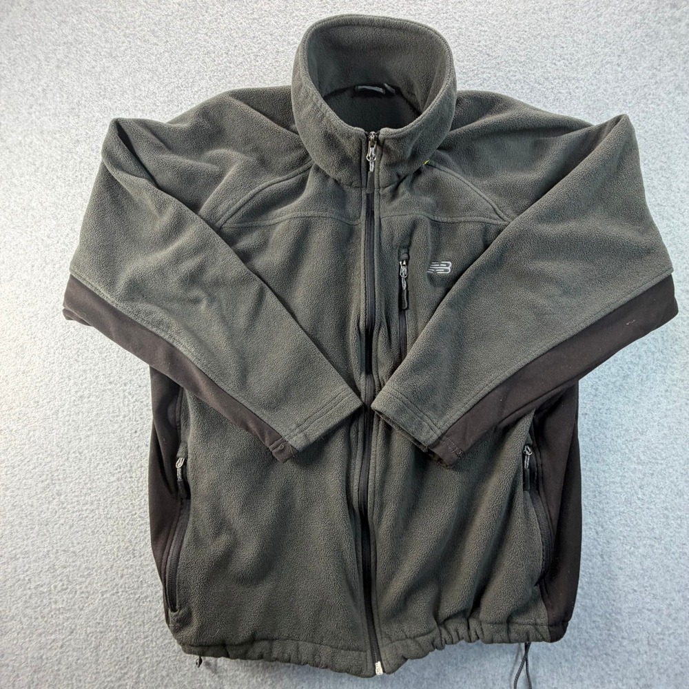 New Balance Mens XL Full Zip Fleece Jacket Gray Mock Neck Outdoor RN130893
